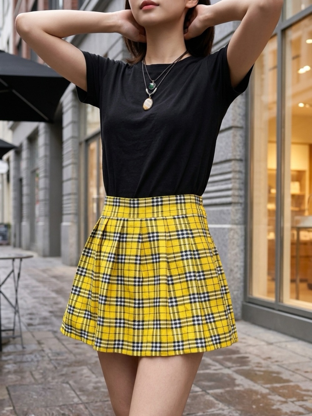 Spirit Yellow Plaid Skater Skirt